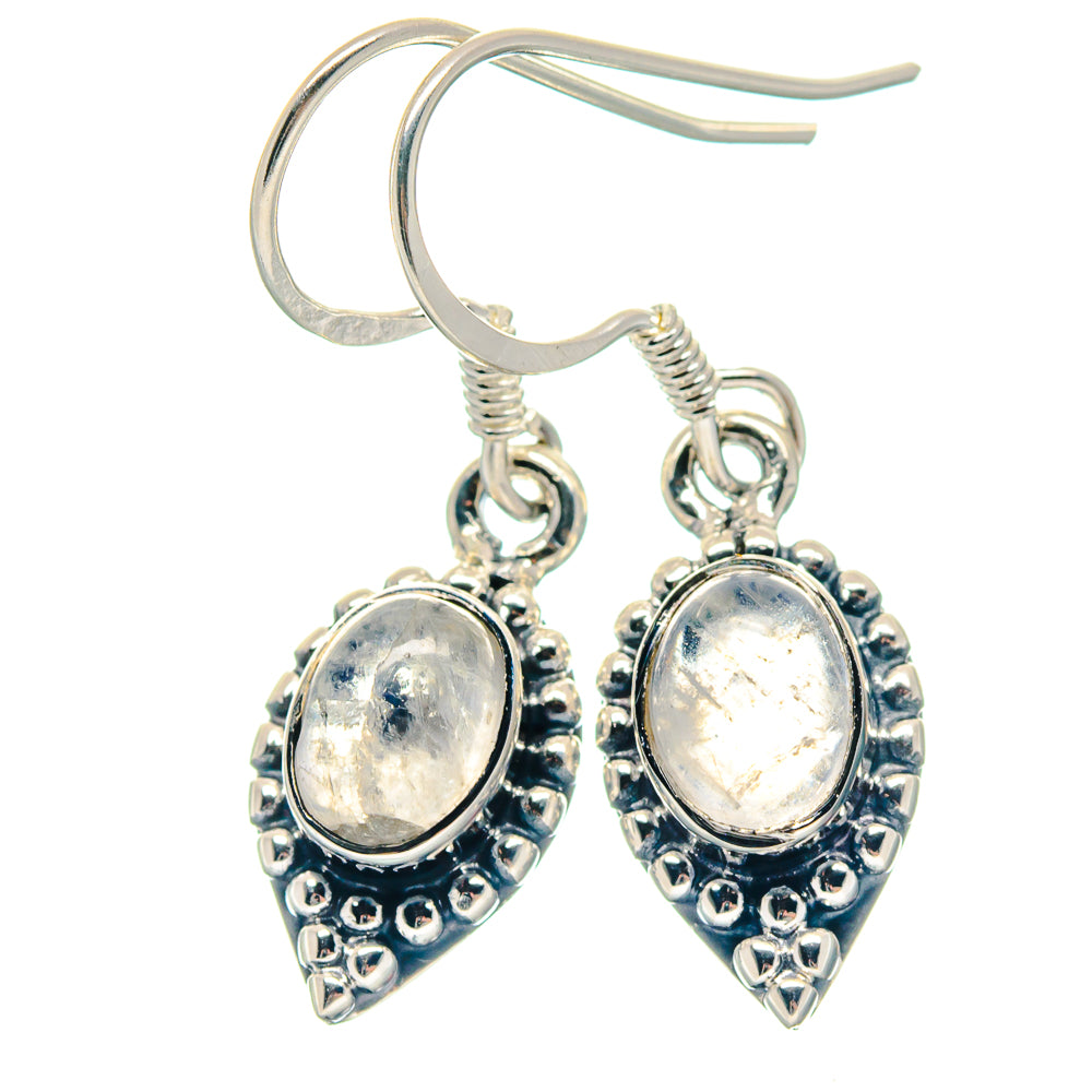 925 sterling silver moonstone drop earrings with oval cabochons, hook backs