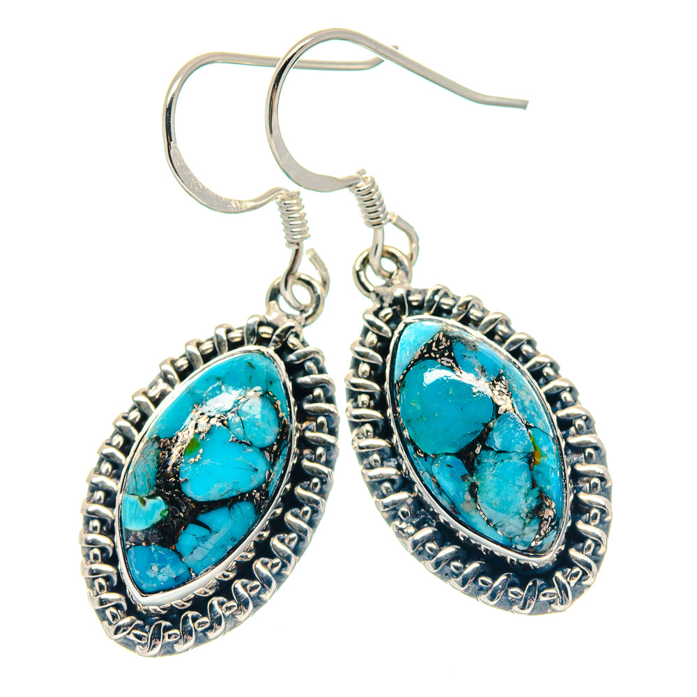 Blue Copper Composite Turquoise Earrings handcrafted by Ana Silver Co - EARR423273
