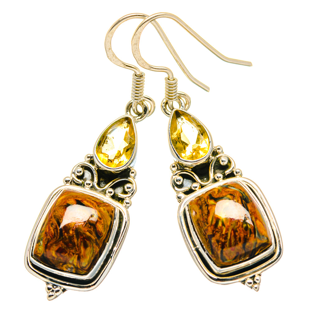 Golden Pietersite Earrings handcrafted by Ana Silver Co - EARR423282