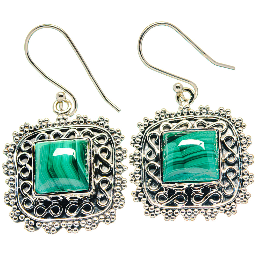 Malachite Earrings handcrafted by Ana Silver Co - EARR423363