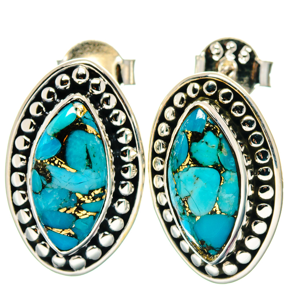 Blue Copper Composite Turquoise Earrings handcrafted by Ana Silver Co - EARR423367