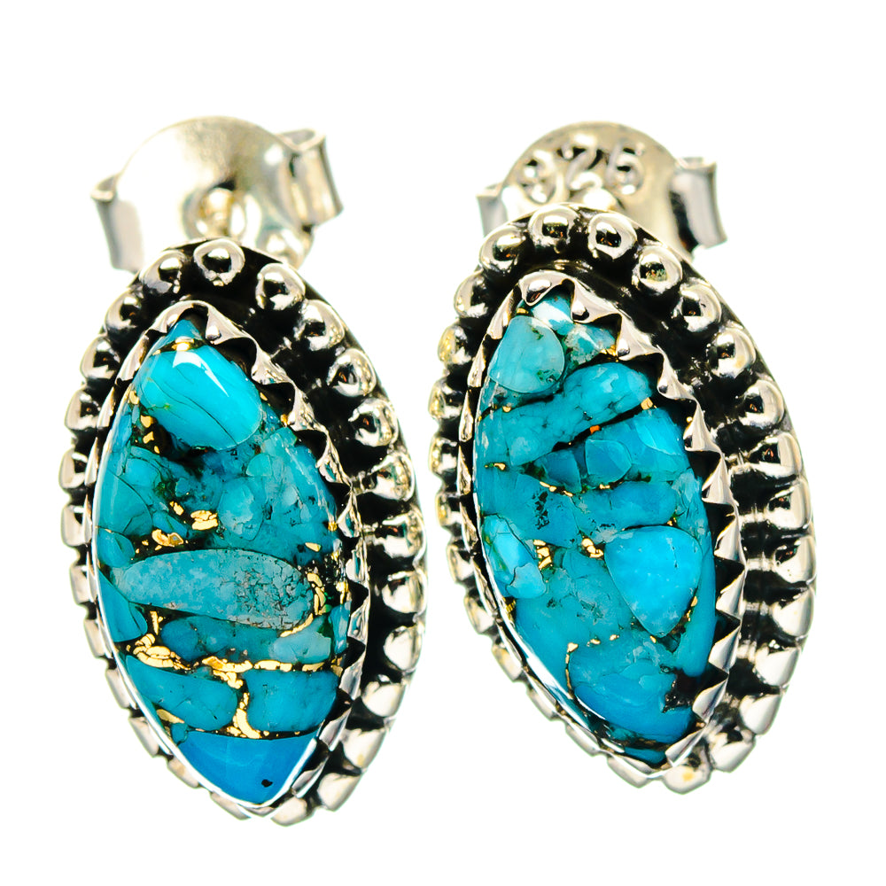 Blue Copper Composite Turquoise Earrings handcrafted by Ana Silver Co - EARR423397