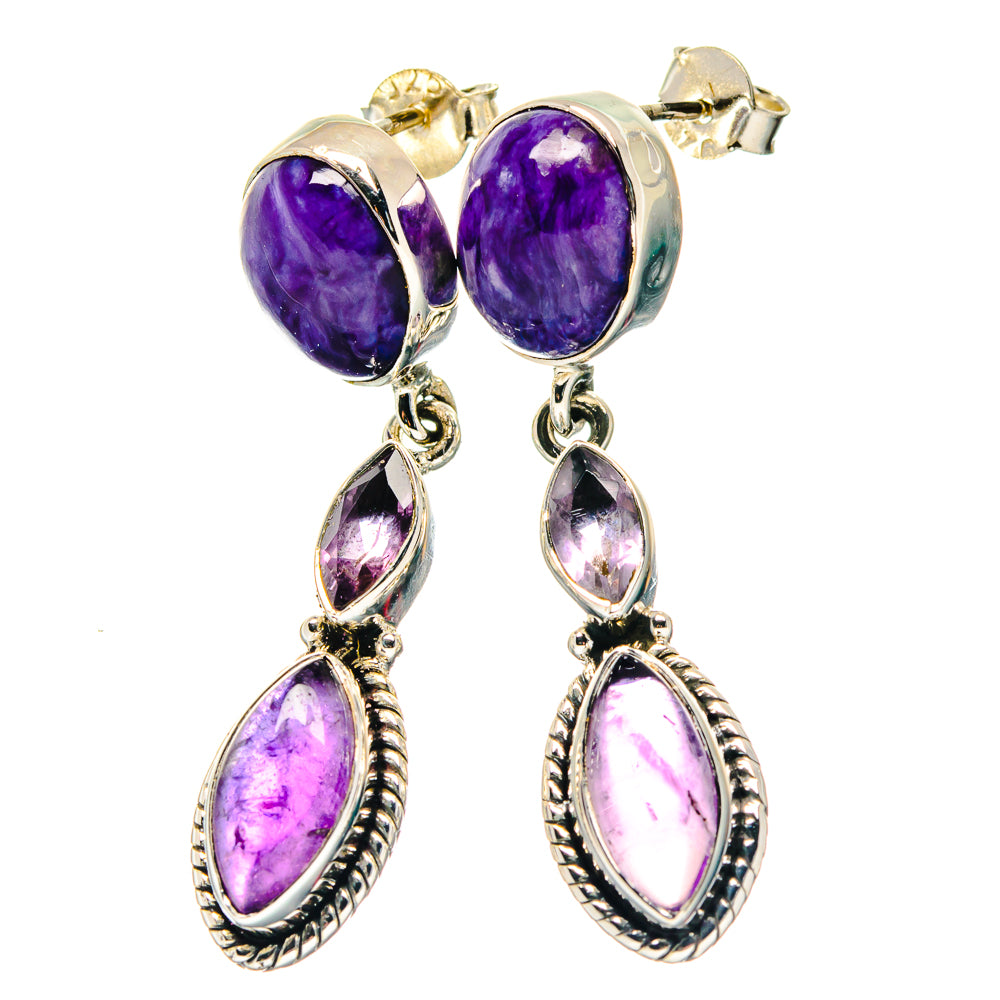 Charoite Earrings handcrafted by Ana Silver Co - EARR423402