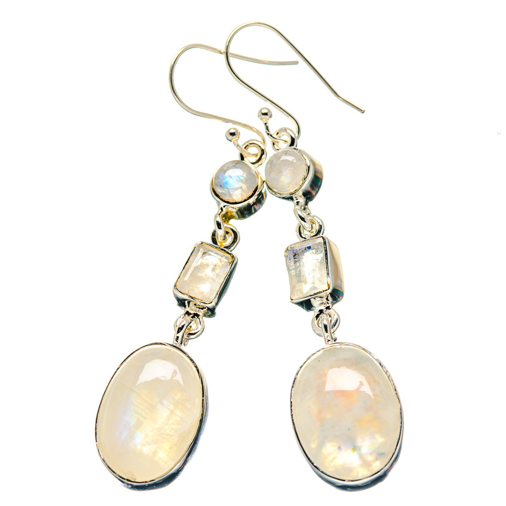 Rainbow Moonstone Earrings handcrafted by Ana Silver Co - EARR423416