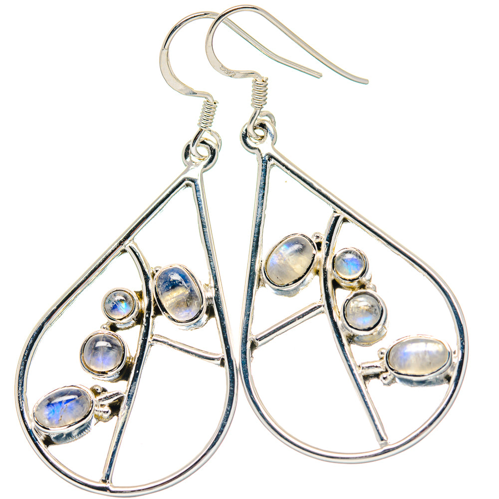 Rainbow Moonstone Earrings handcrafted by Ana Silver Co - EARR423522