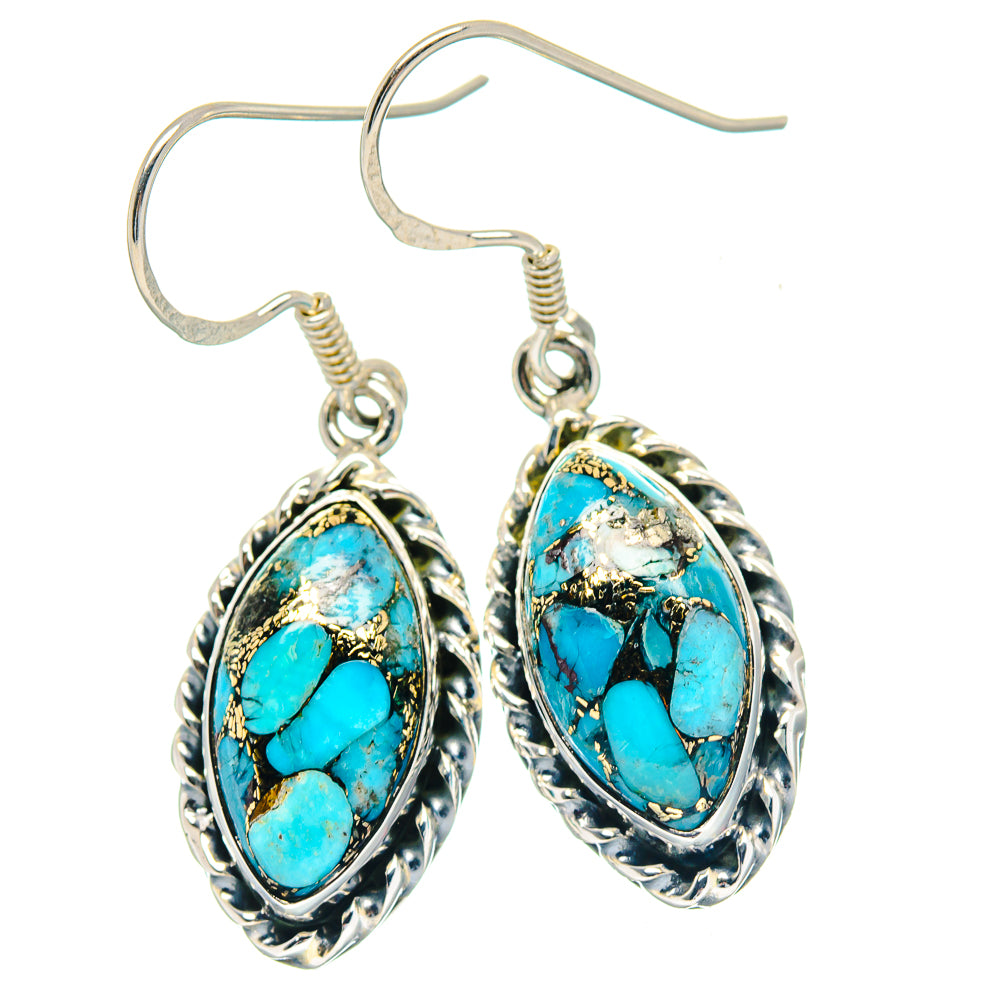 Blue Copper Composite Turquoise Earrings handcrafted by Ana Silver Co - EARR423562