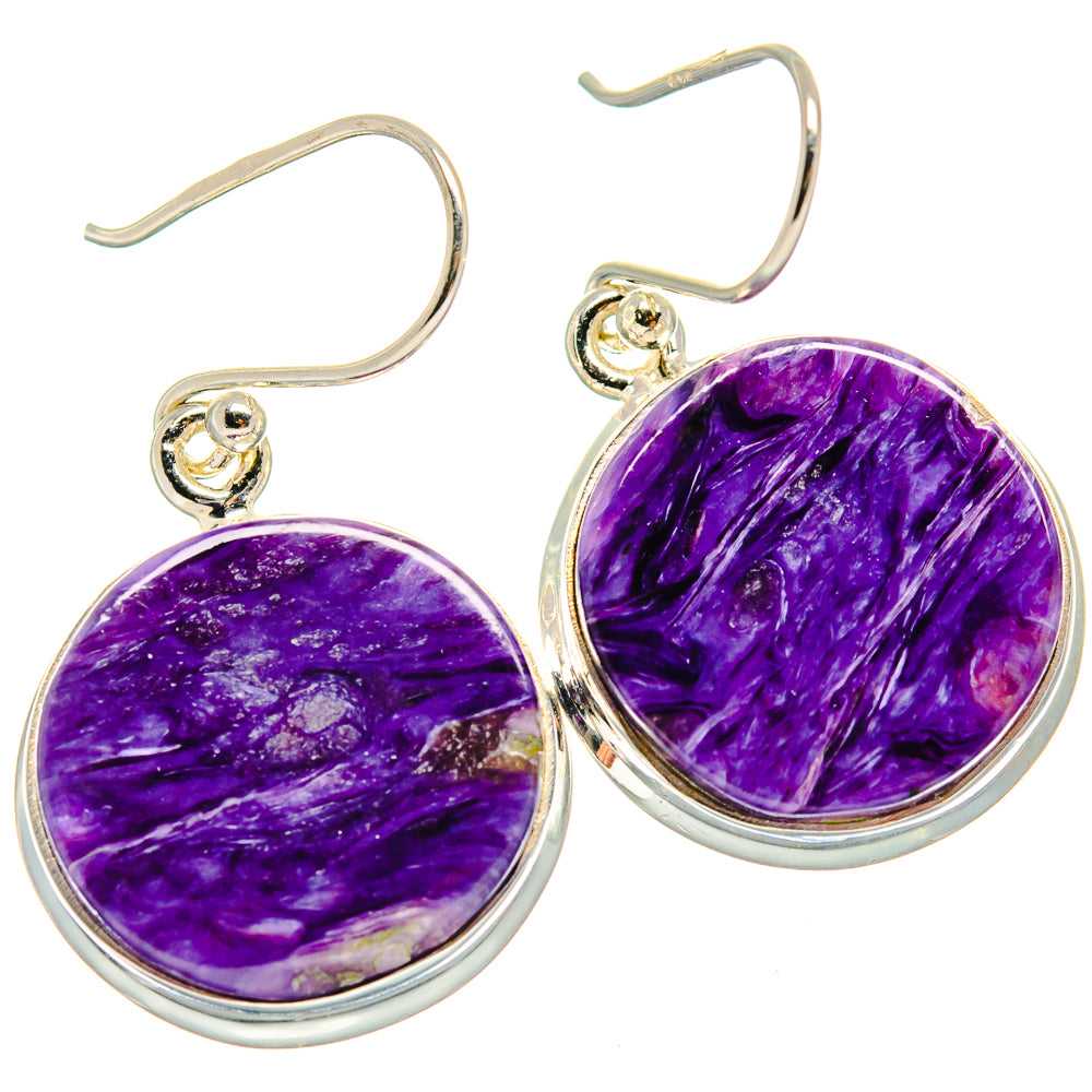 Charoite Earrings handcrafted by Ana Silver Co - EARR424356 - Photo 2