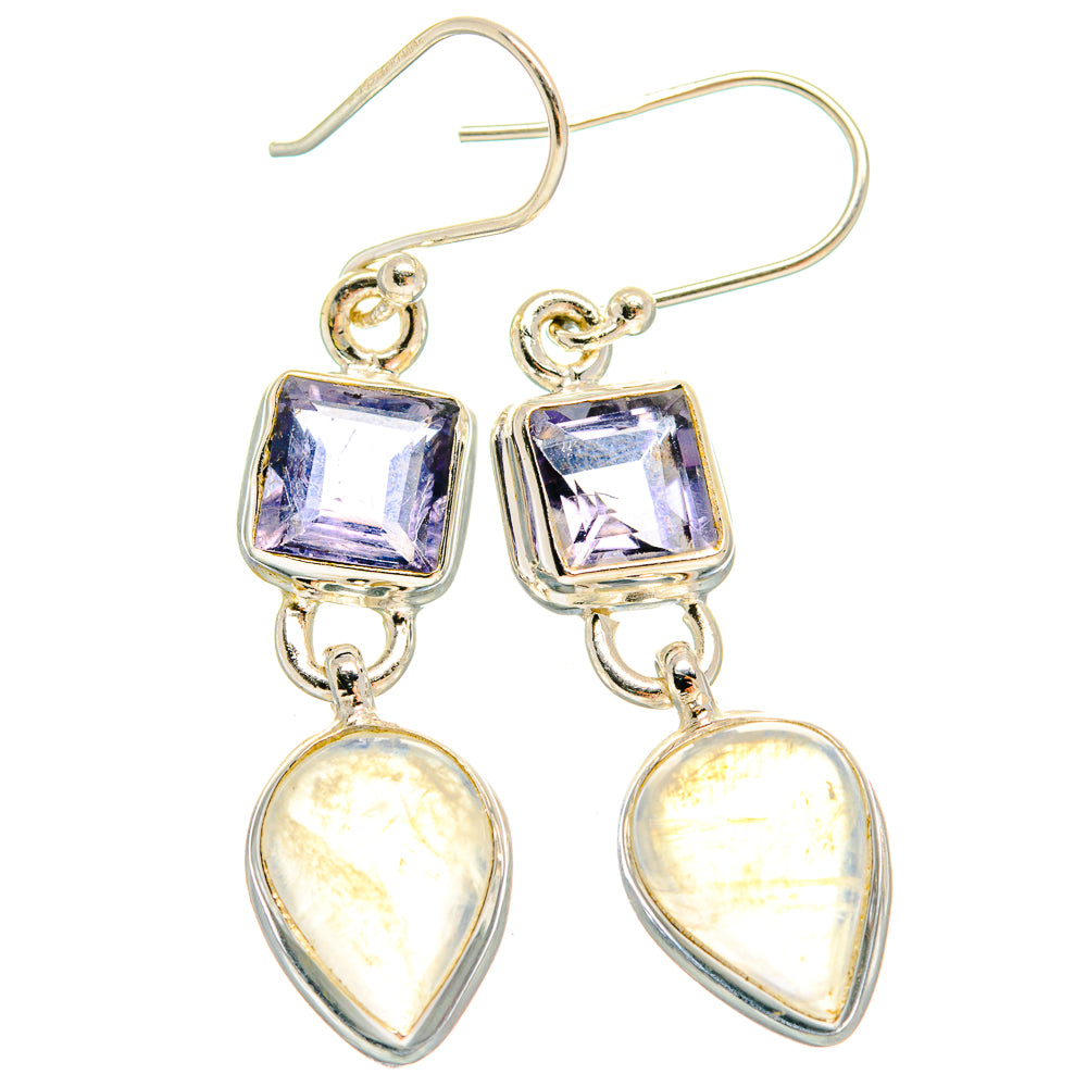 Rainbow Moonstone Earrings handcrafted by Ana Silver Co - EARR424451