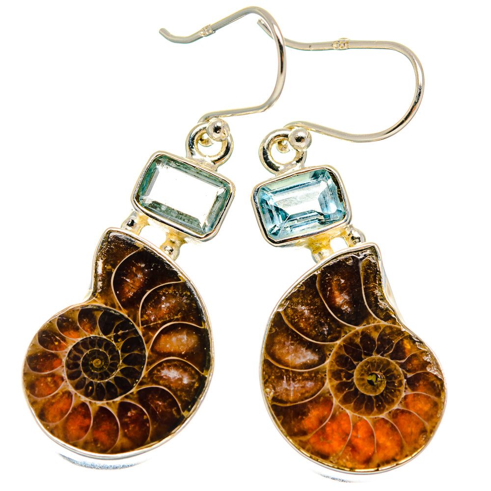 Ammonite Fossil Earrings handcrafted by Ana Silver Co - EARR424628 - Photo 2