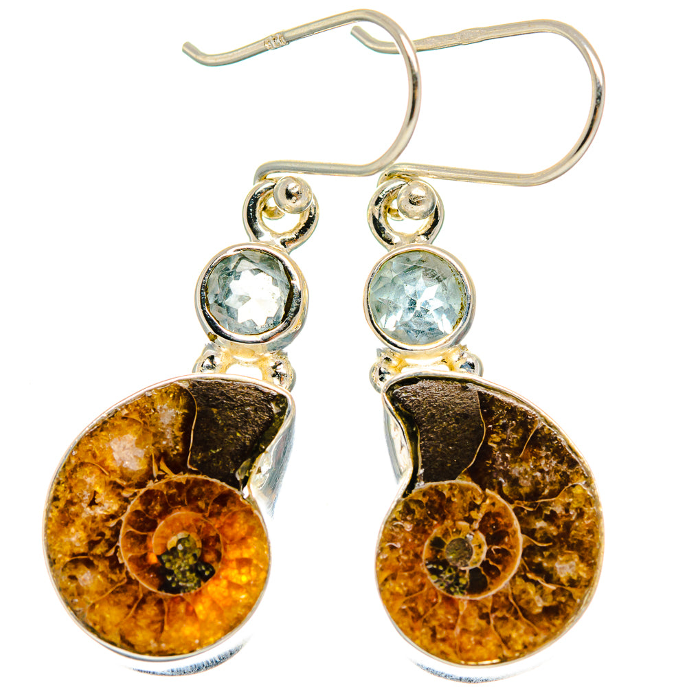 Ammonite Fossil Earrings handcrafted by Ana Silver Co - EARR424661 - Photo 2