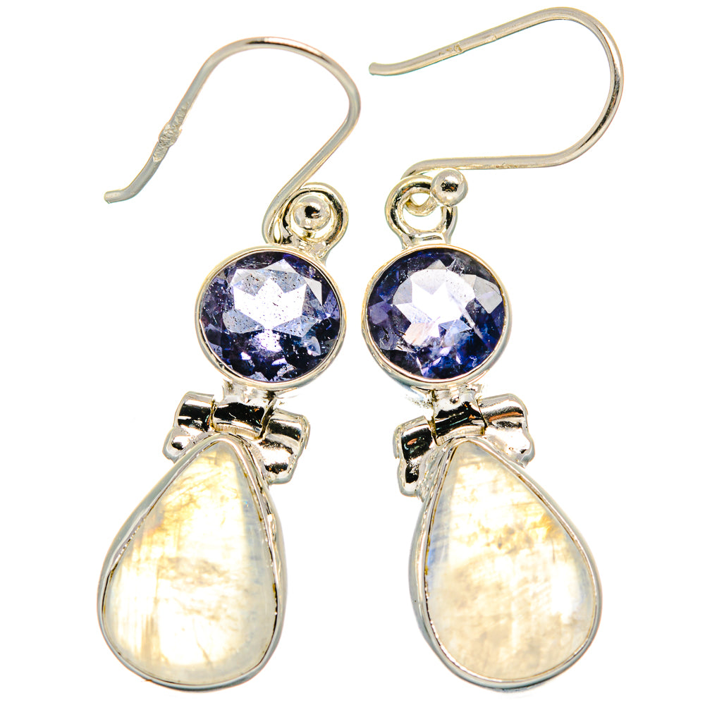 Rainbow Moonstone, Tanzanite Earrings handcrafted by Ana Silver Co - EARR424672