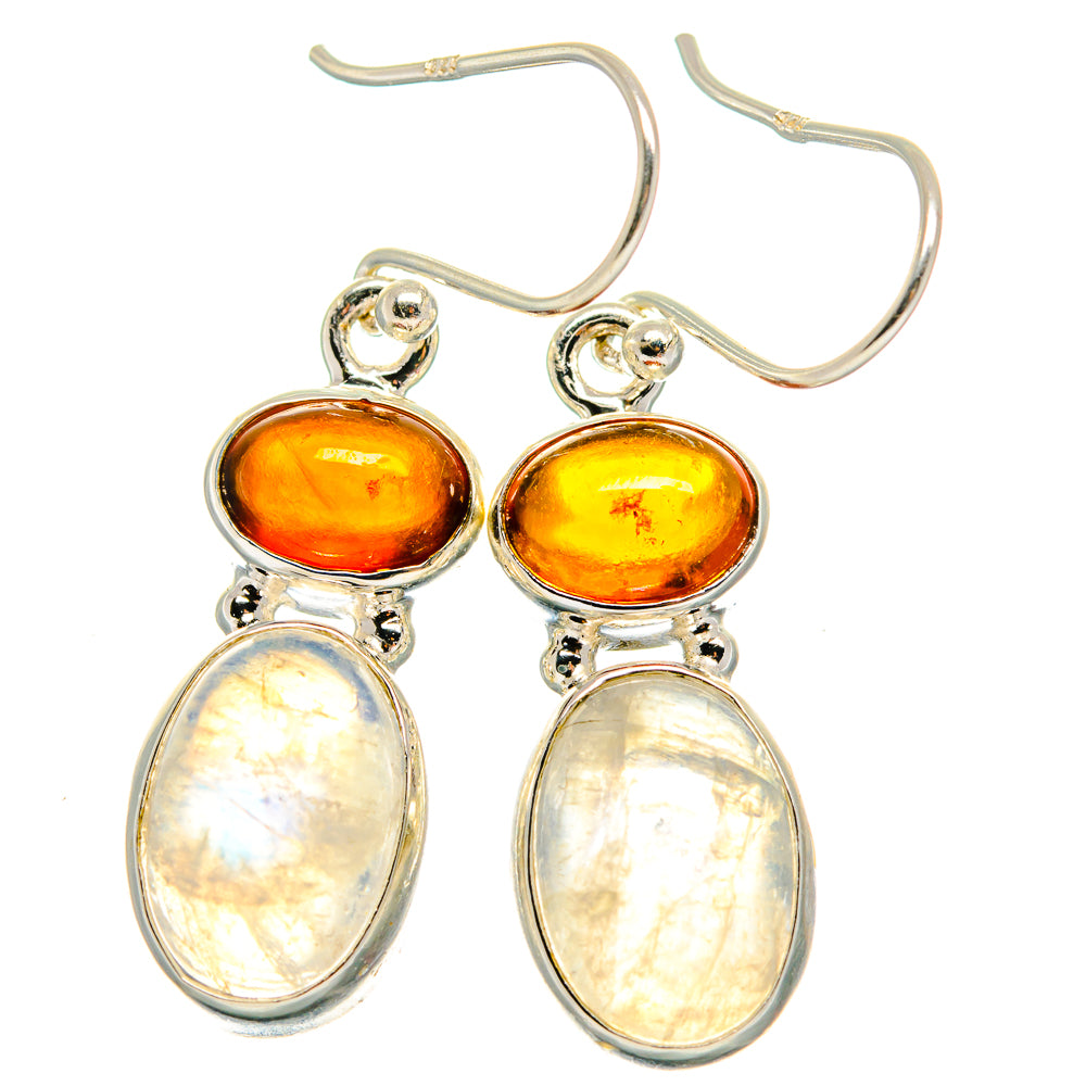 Rainbow Moonstone, Carnelian Earrings handcrafted by Ana Silver Co - EARR424685 - Photo 2
