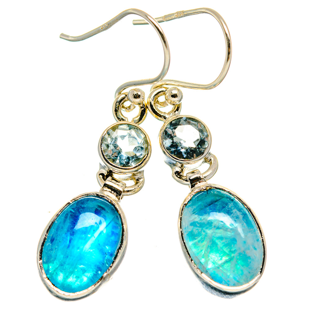 Rainbow Moonstone, Blue Topaz Earrings handcrafted by Ana Silver Co - EARR424697