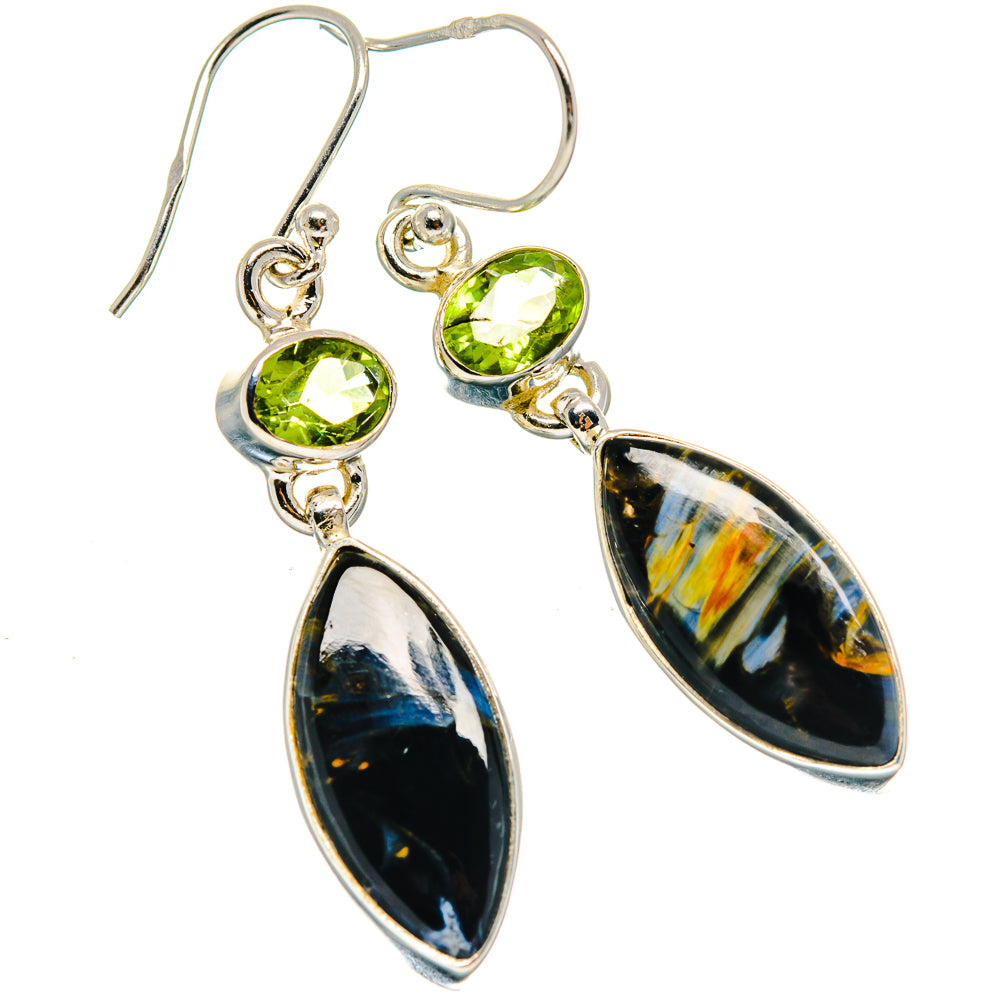 Pietersite, Peridot Earrings handcrafted by Ana Silver Co - EARR424706 - Photo 2