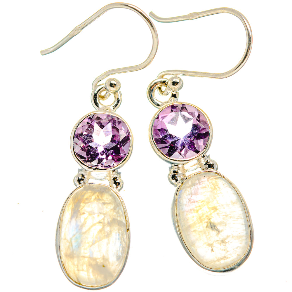 Rainbow Moonstone, Amethyst Earrings handcrafted by Ana Silver Co - EARR424720
