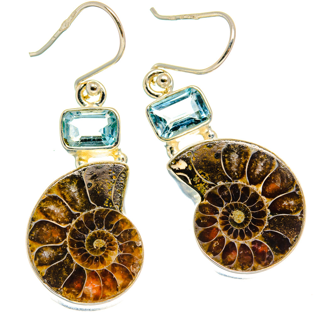 Ammonite Fossil Earrings handcrafted by Ana Silver Co - EARR424769