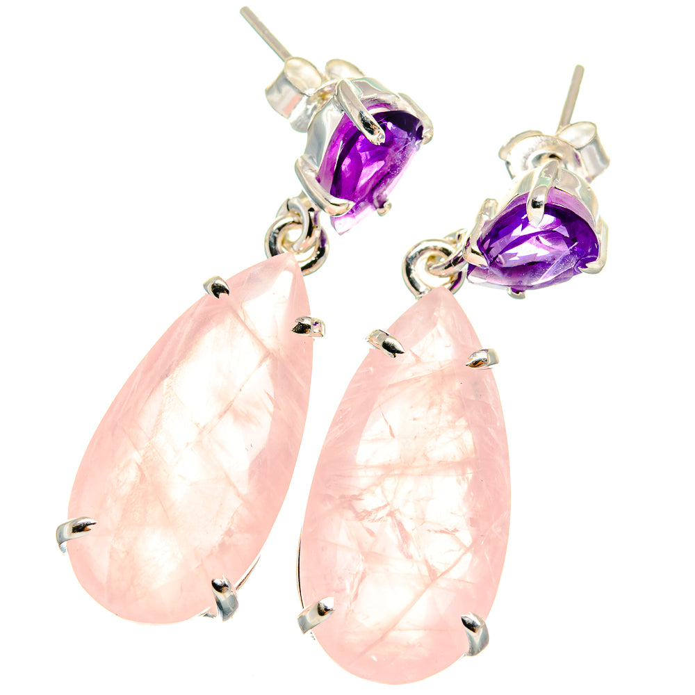 Rose Quartz Earrings handcrafted by Ana Silver Co - EARR424786