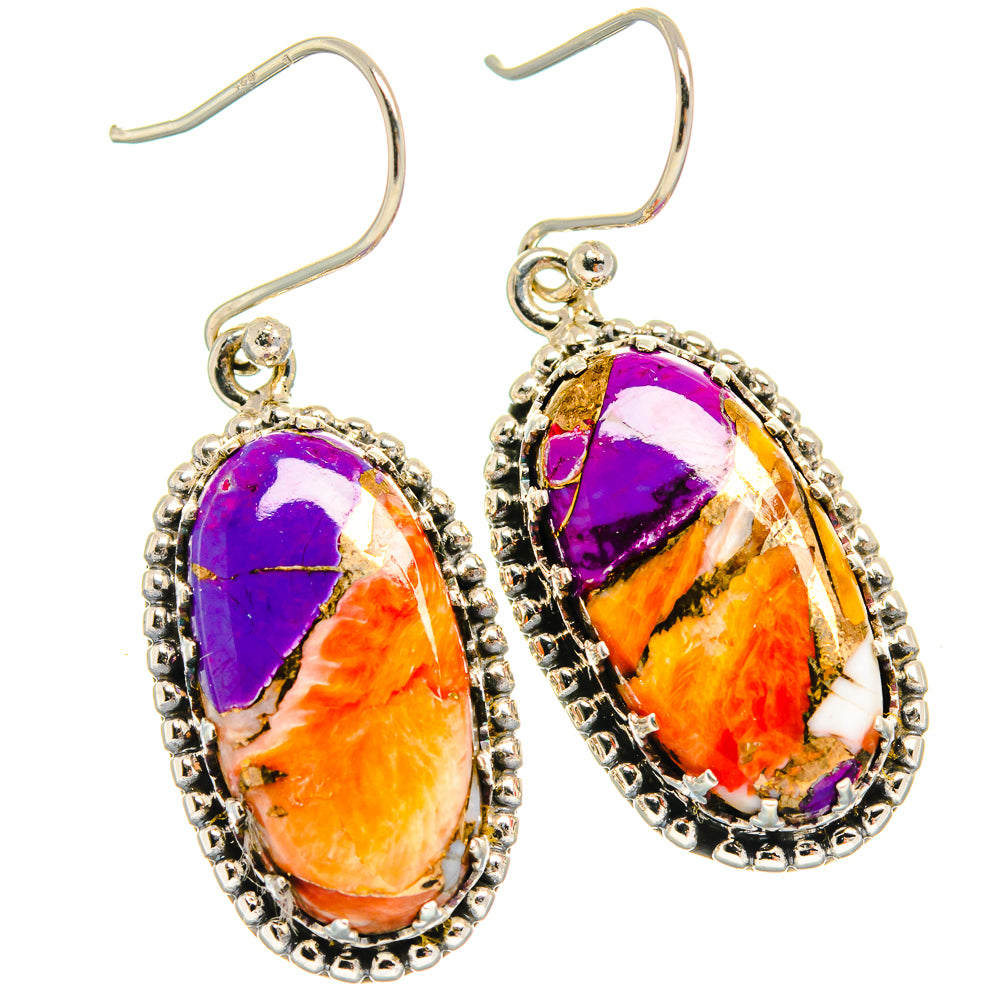 Turquoise jasper oval drop earrings, sterling silver filigree frame and fishhook hooks