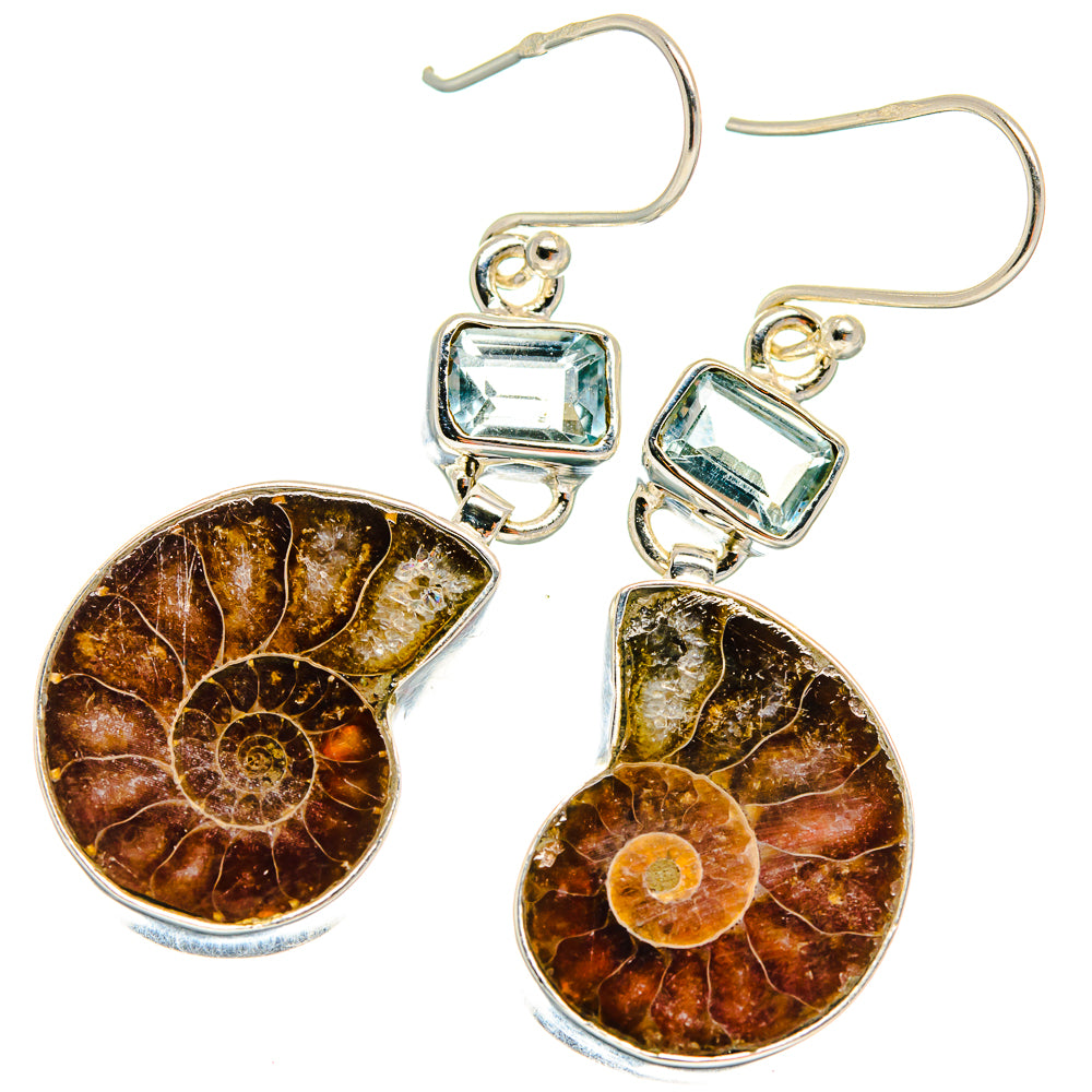 Ammonite Fossil Earrings handcrafted by Ana Silver Co - EARR424803 - Photo 2