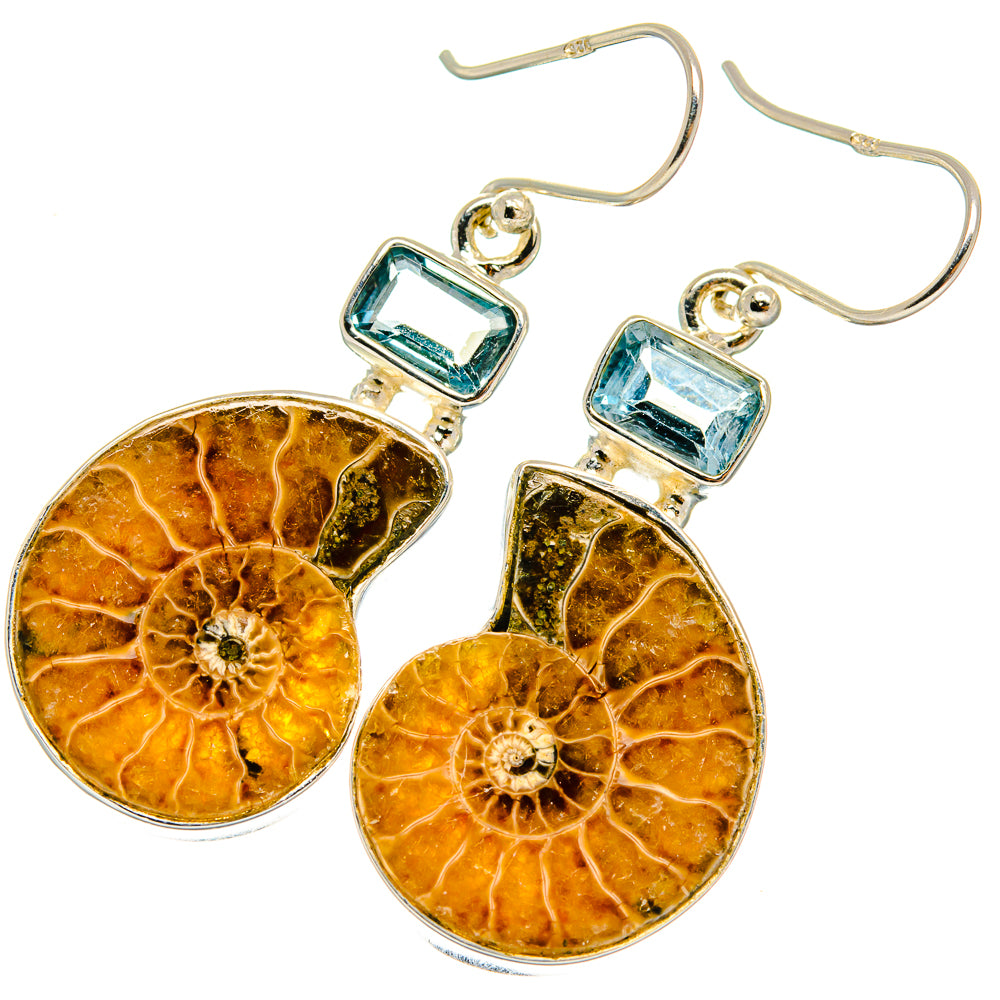Ammonite Fossil Earrings handcrafted by Ana Silver Co - EARR424859