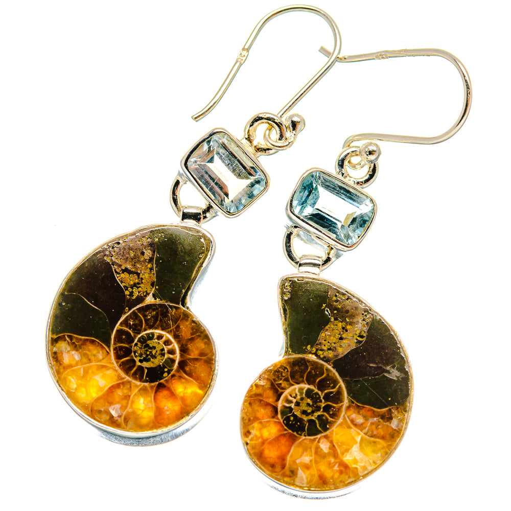 Ammonite Fossil Earrings handcrafted by Ana Silver Co - EARR424898 - Photo 2
