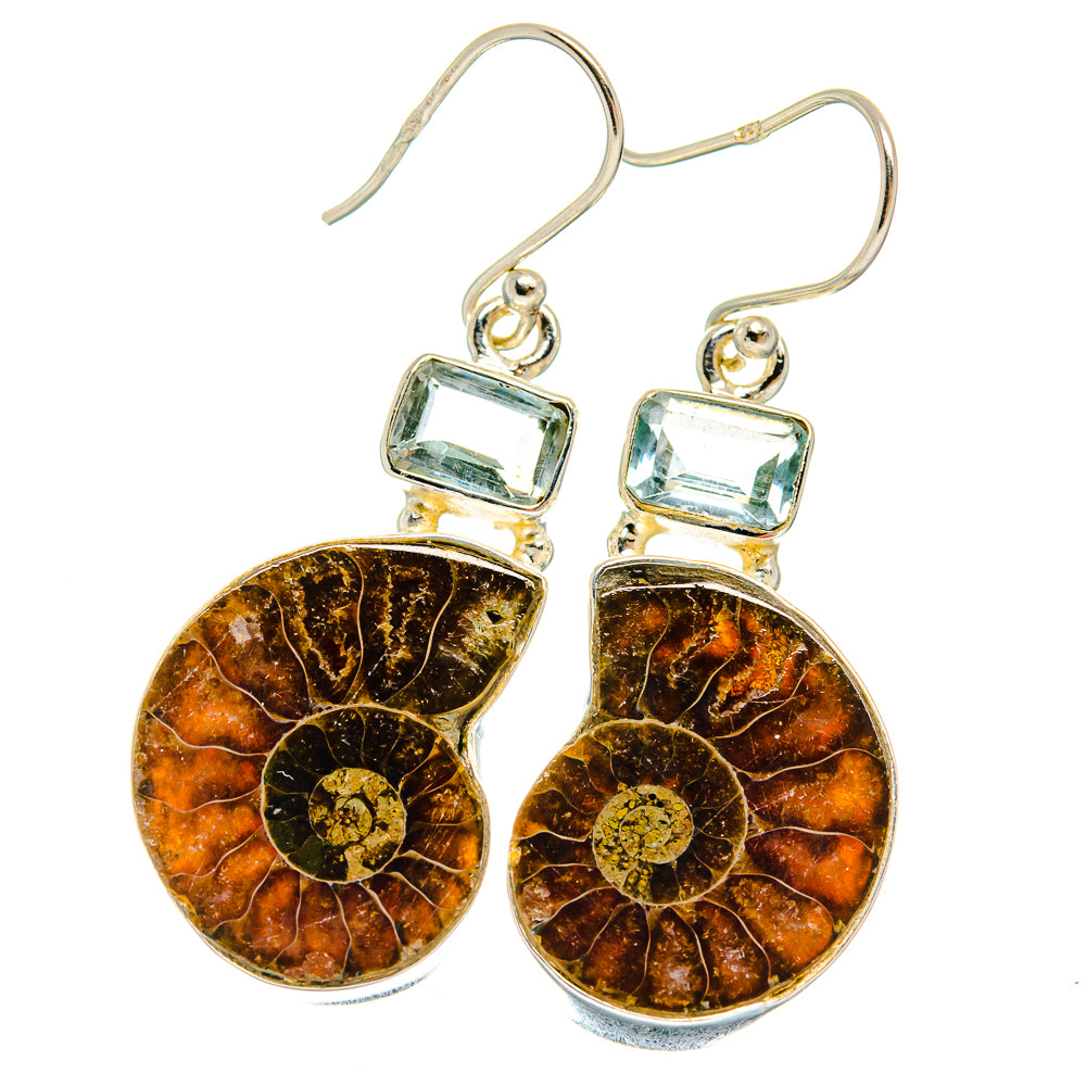 Ammonite Fossil Earrings handcrafted by Ana Silver Co - EARR424906 - Photo 2