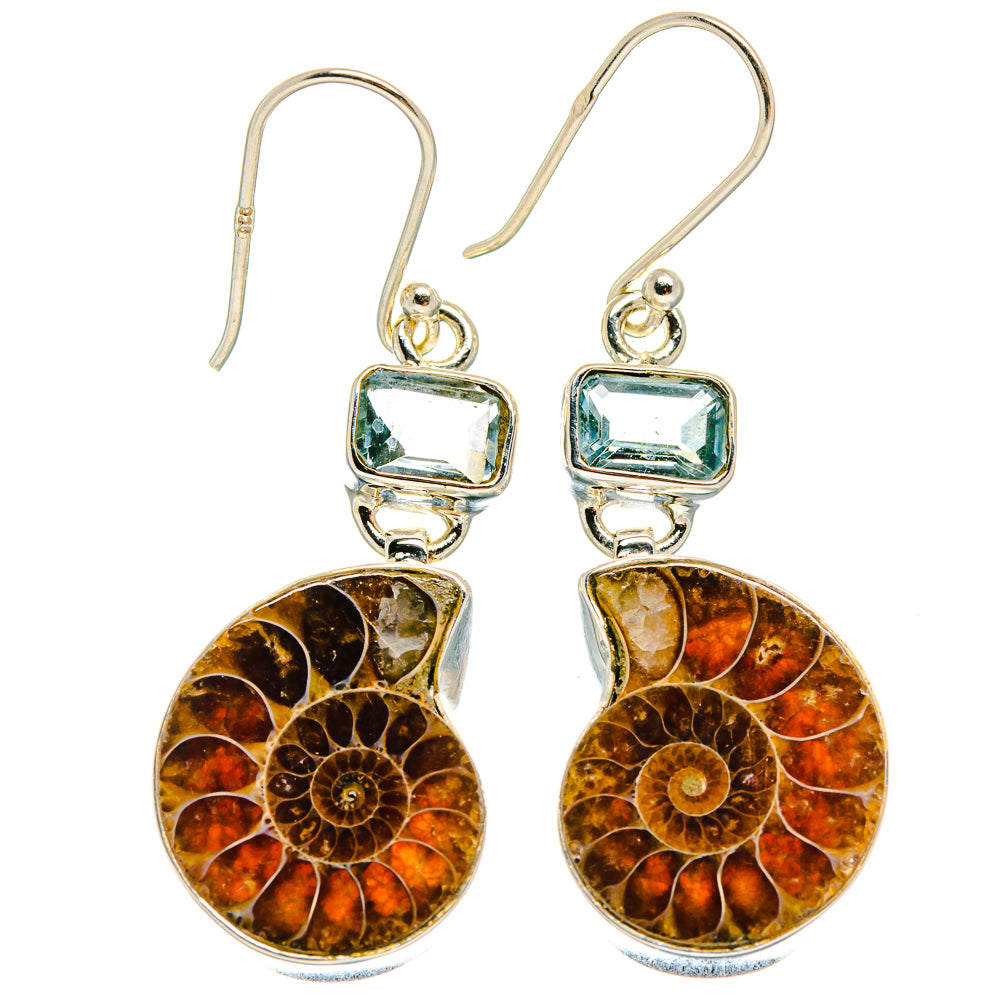 Ammonite Fossil Earrings handcrafted by Ana Silver Co - EARR424950 - Photo 2