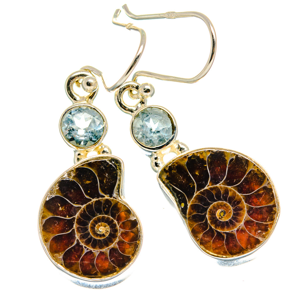 Ammonite Fossil Earrings handcrafted by Ana Silver Co - EARR424963 - Photo 2