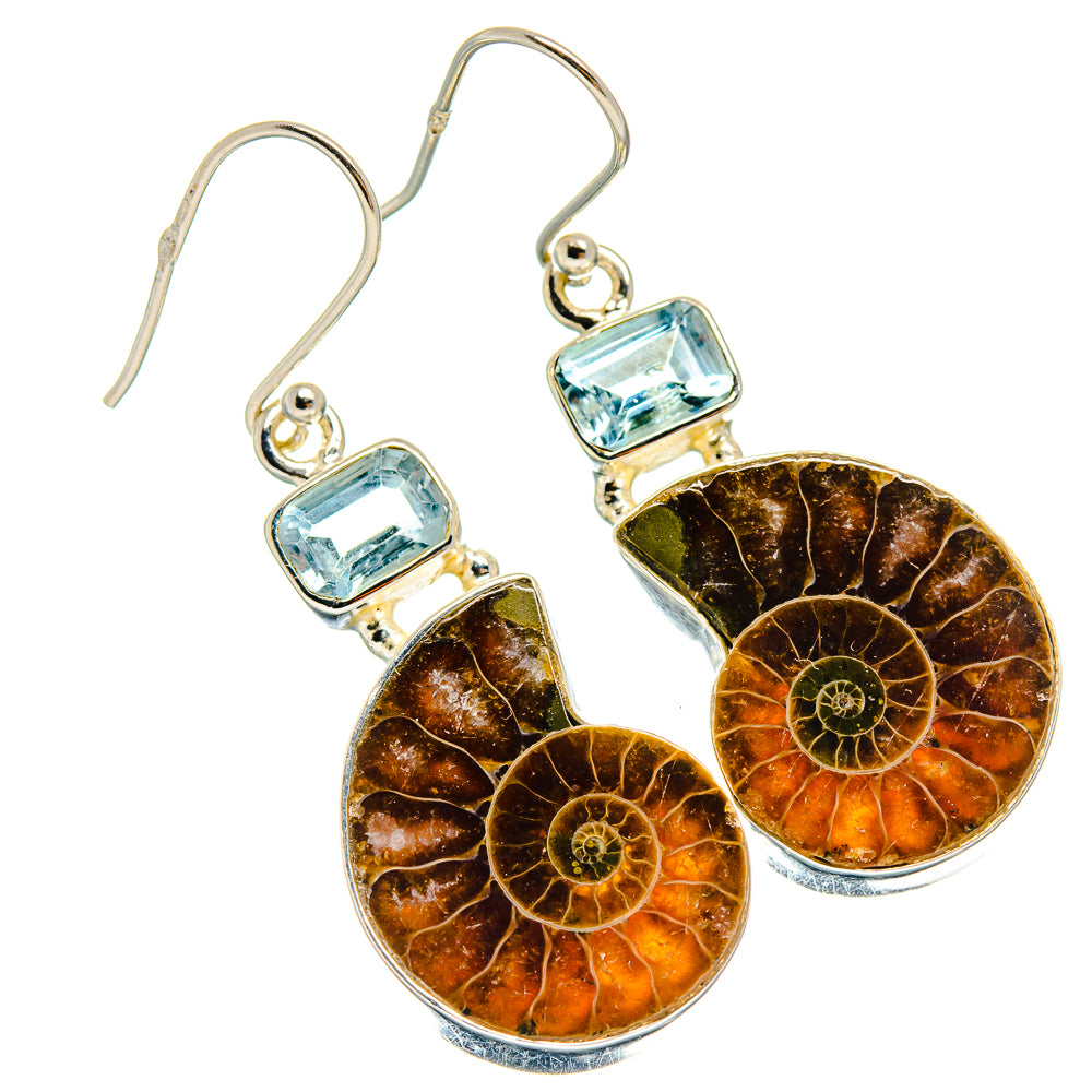 Ammonite Fossil Earrings handcrafted by Ana Silver Co - EARR424975 - Photo 2