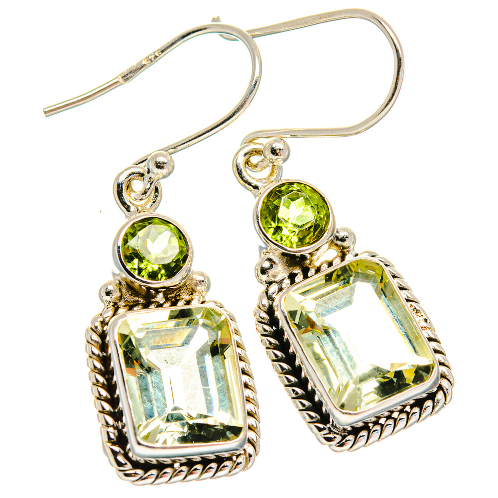 Green Amethyst Earrings handcrafted by Ana Silver Co - EARR425044 - Photo 2