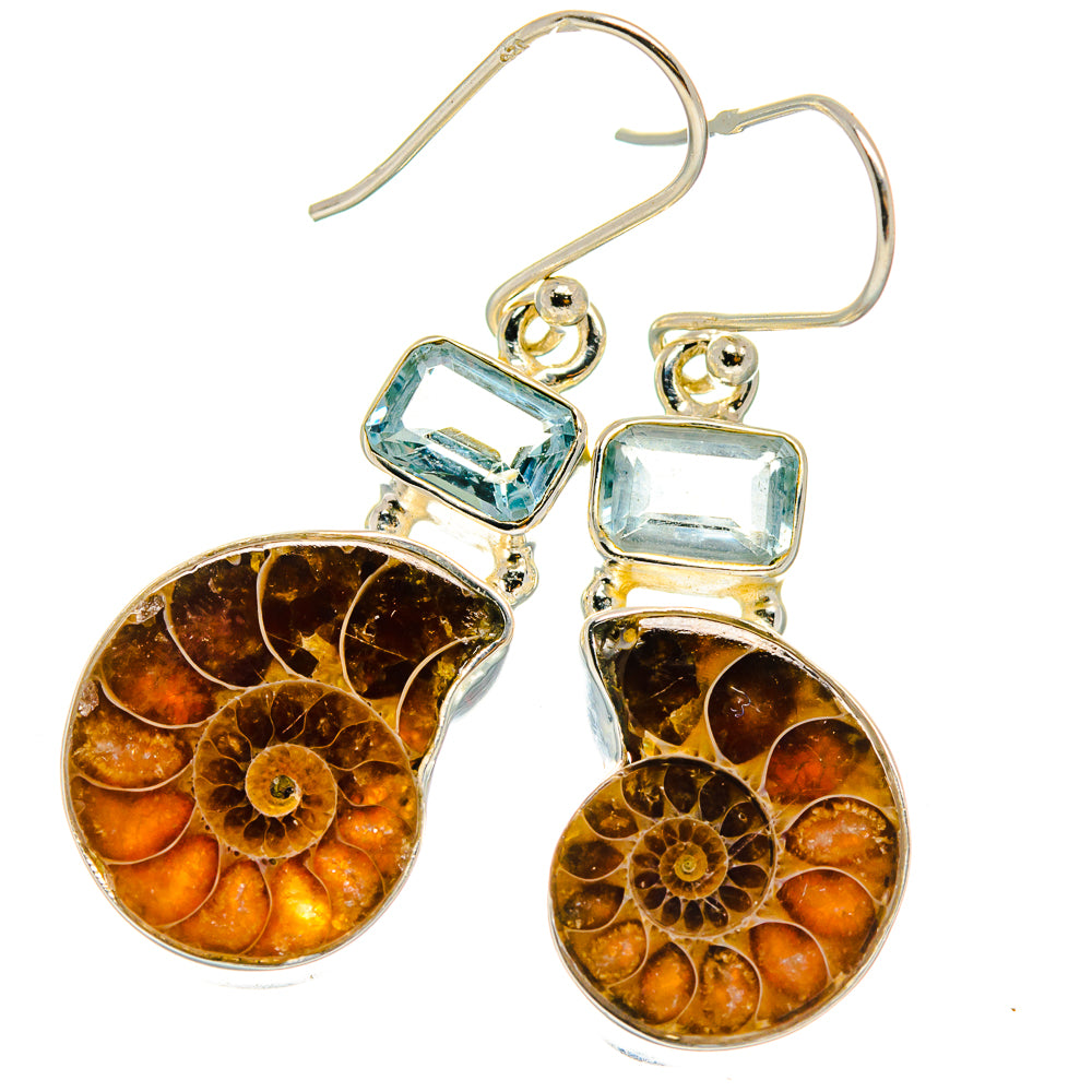 Ammonite Fossil Earrings handcrafted by Ana Silver Co - EARR425114 - Photo 2