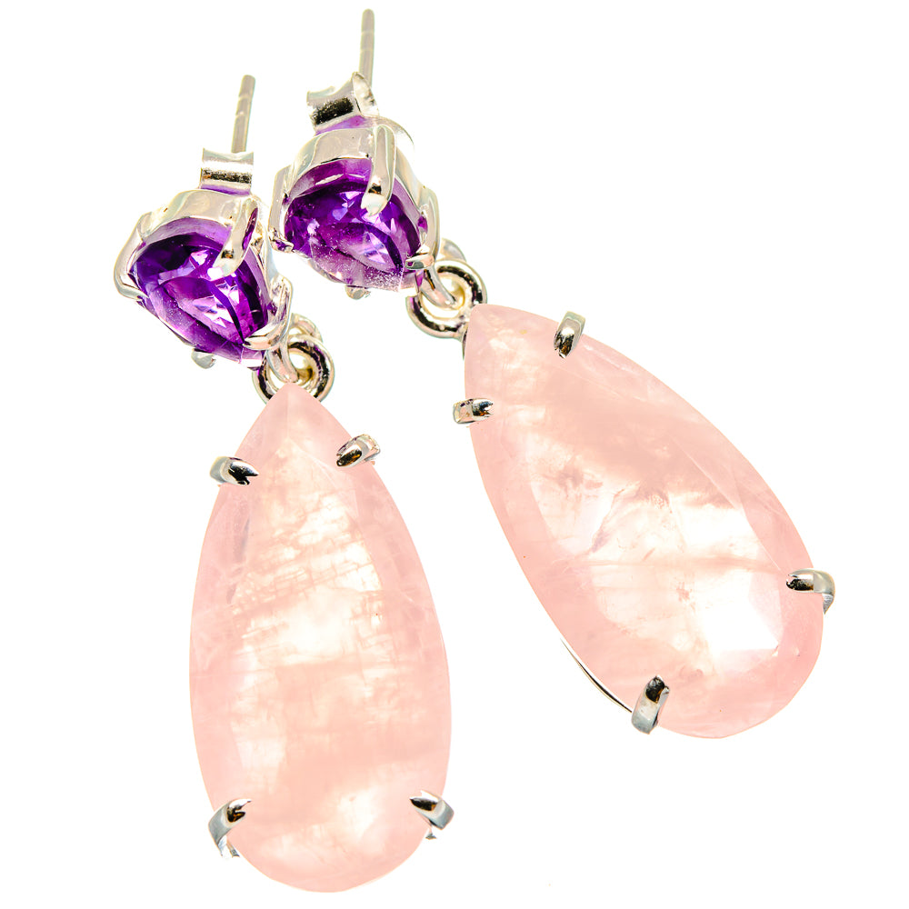Rose Quartz Earrings handcrafted by Ana Silver Co - EARR425121 - Photo 2