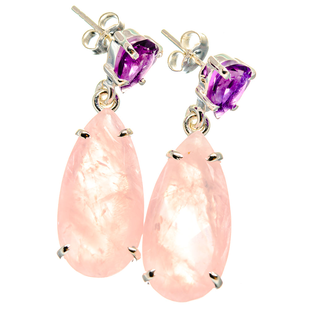 Rose Quartz Earrings handcrafted by Ana Silver Co - EARR425187 - Photo 2