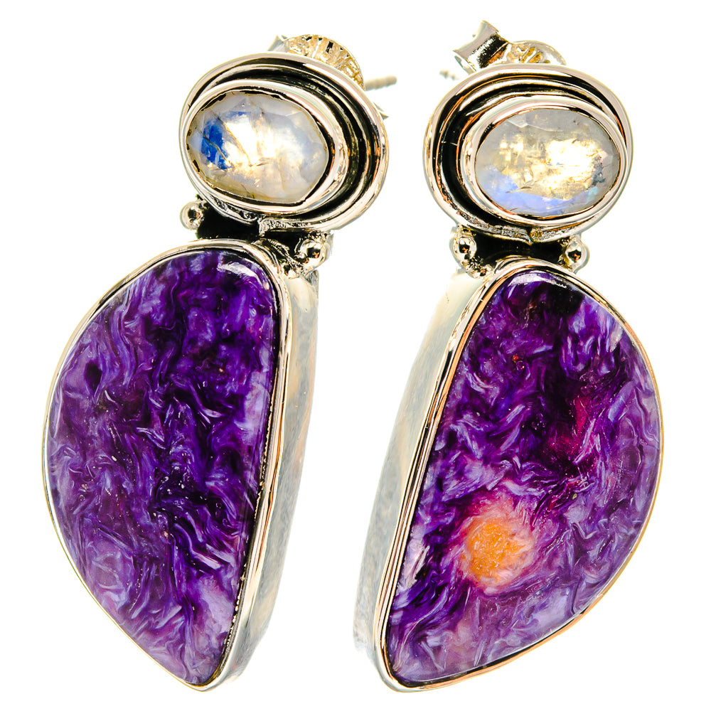 Charoite Earrings handcrafted by Ana Silver Co - EARR425210 - Photo 2