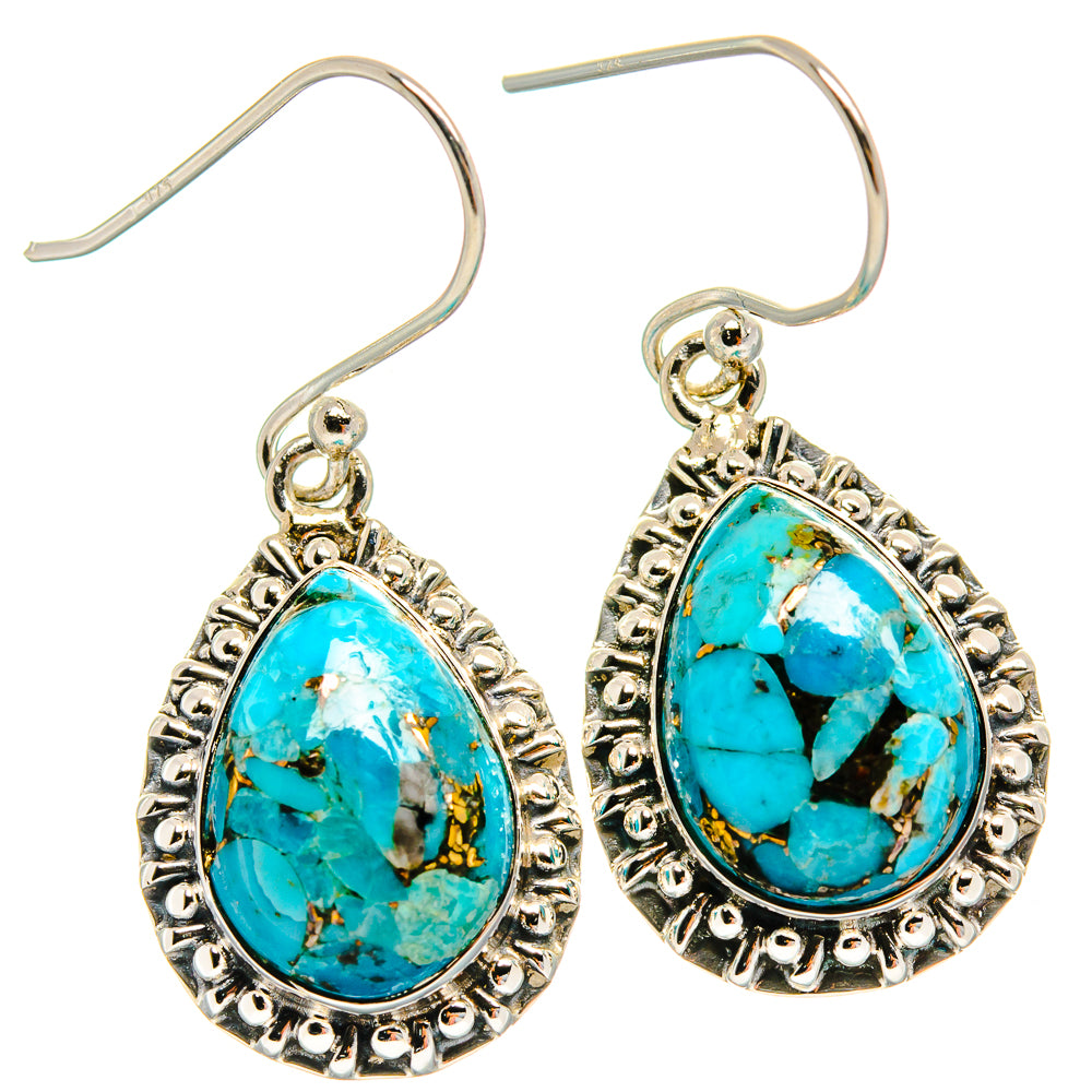 Blue Copper Composite Turquoise Earrings handcrafted by Ana Silver Co - EARR425257 - Photo 2