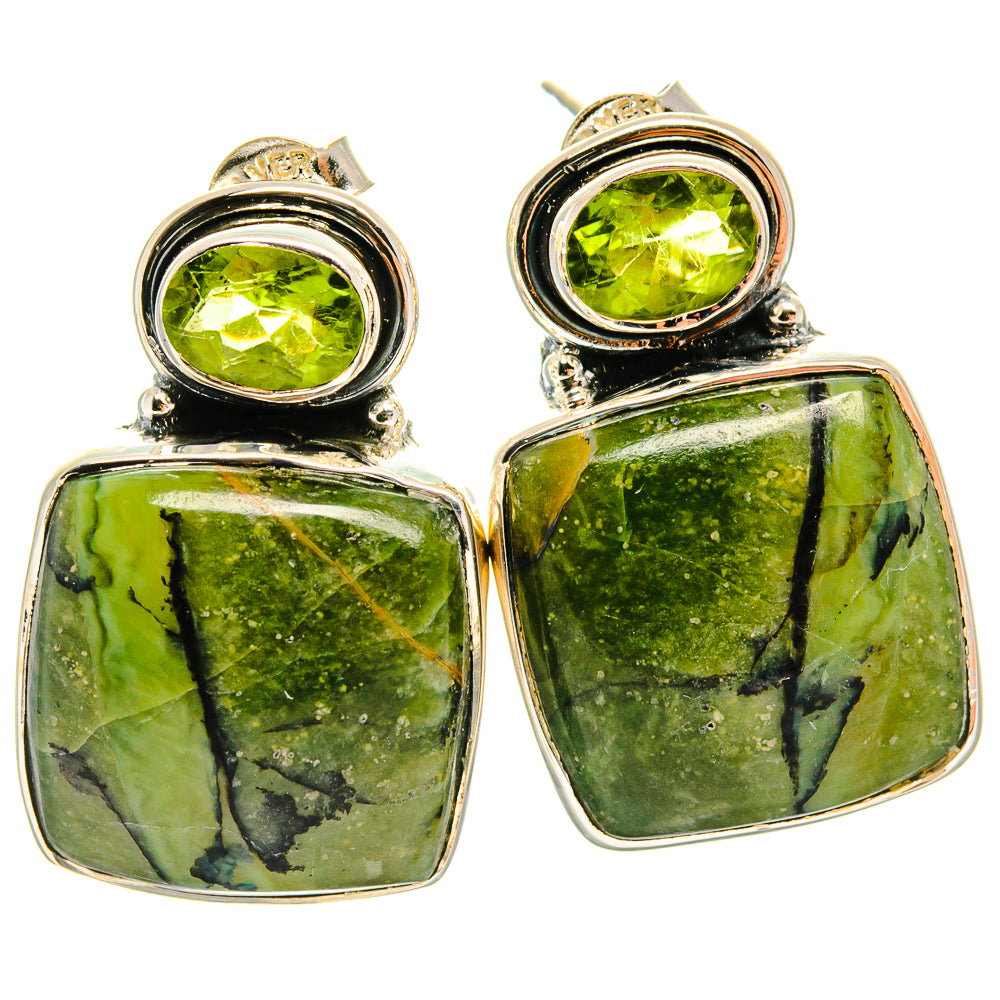 Serpentine Stone Earrings handcrafted by Ana Silver Co - EARR425277 - Photo 2