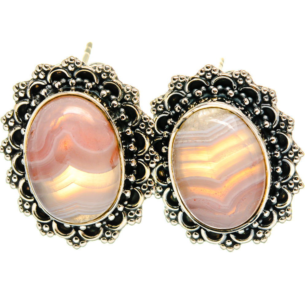 Botswana Agate Earrings handcrafted by Ana Silver Co - EARR425279 - Photo 2