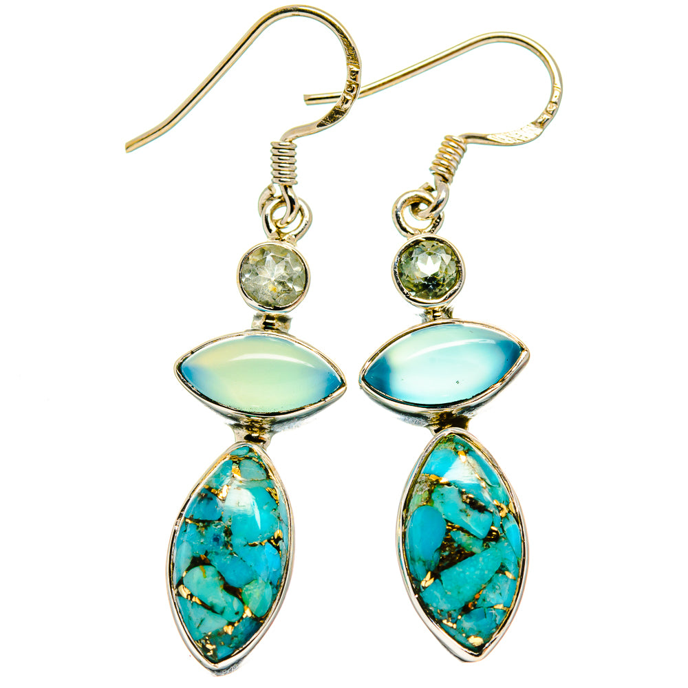 Blue Copper Composite Turquoise Earrings handcrafted by Ana Silver Co - EARR425425 - Photo 2