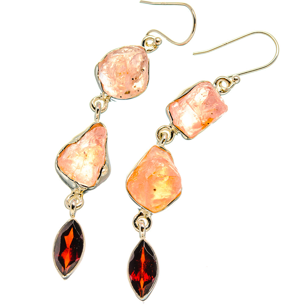 Rose Quartz Earrings handcrafted by Ana Silver Co - EARR425436 - Photo 2
