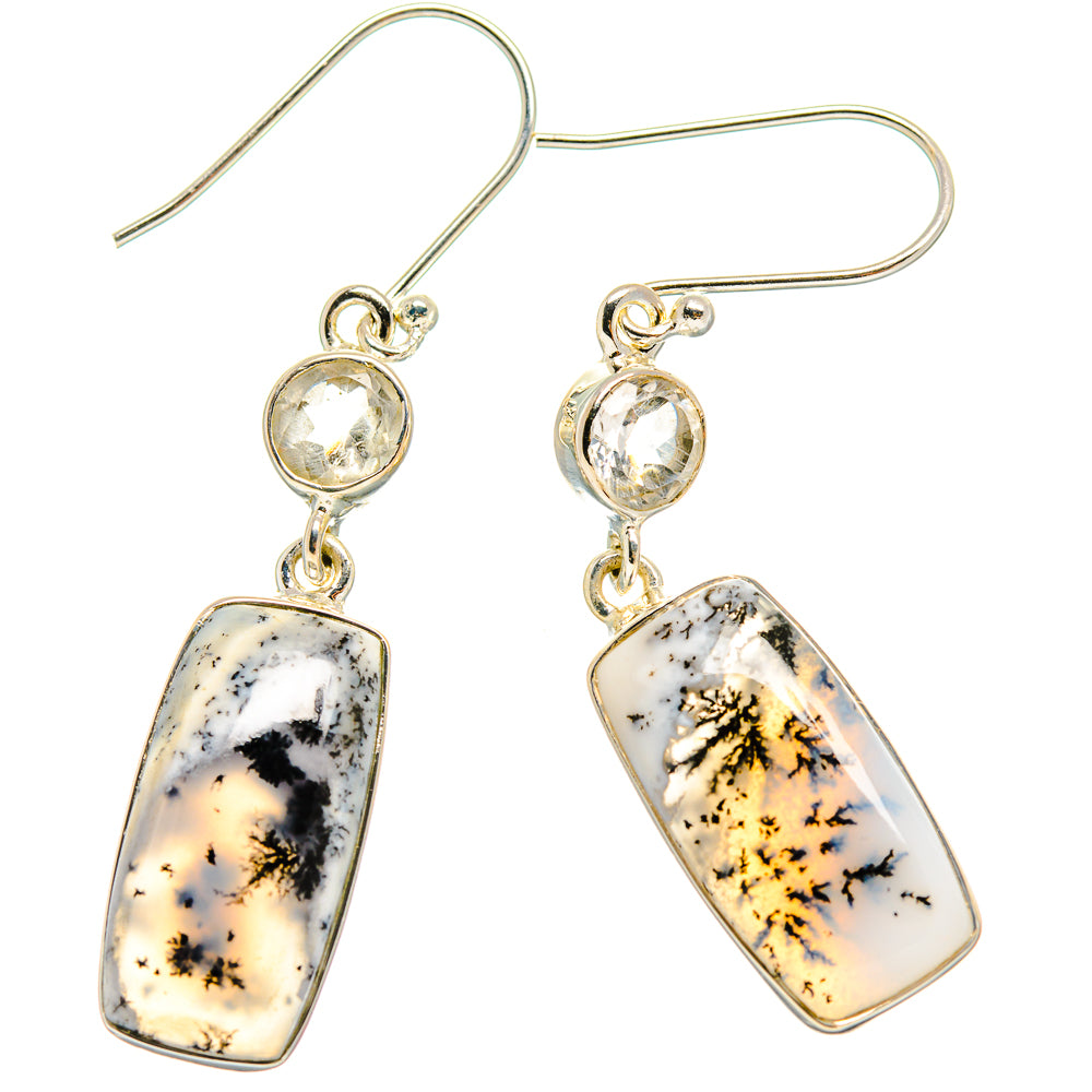 Dendritic Opal, White Quartz Earrings handcrafted by Ana Silver Co - EARR425445 - Photo 2