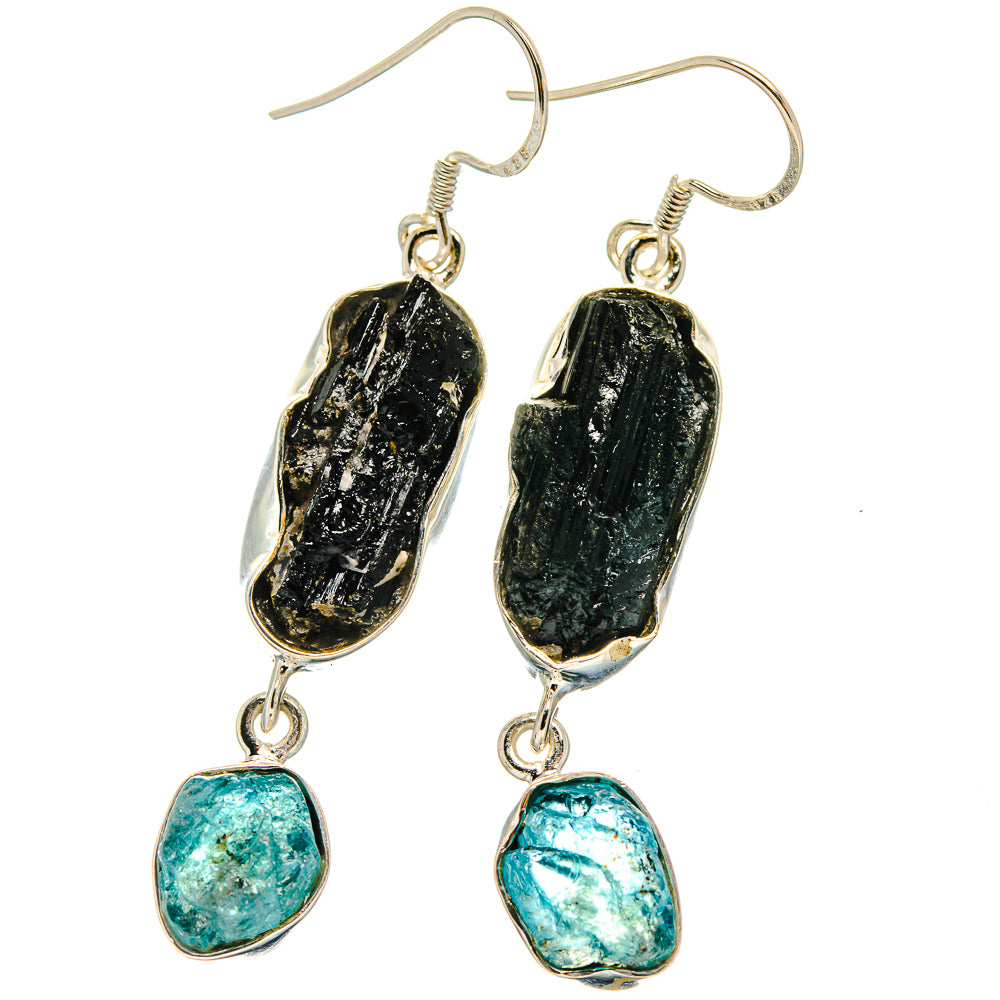 Tektite, Apatite Earrings handcrafted by Ana Silver Co - EARR425484 - Photo 2