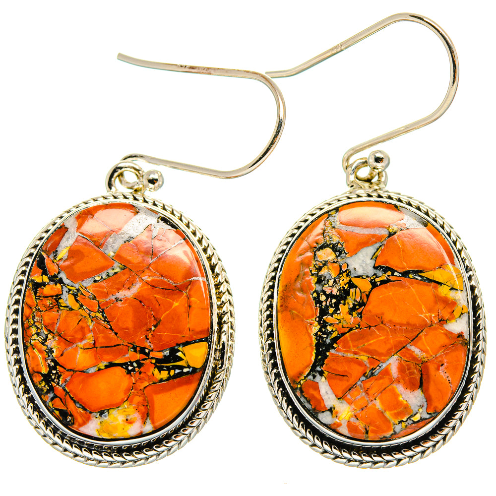 Orange Copper Composite Turquoise Earrings handcrafted by Ana Silver Co - EARR425487 - Photo 2