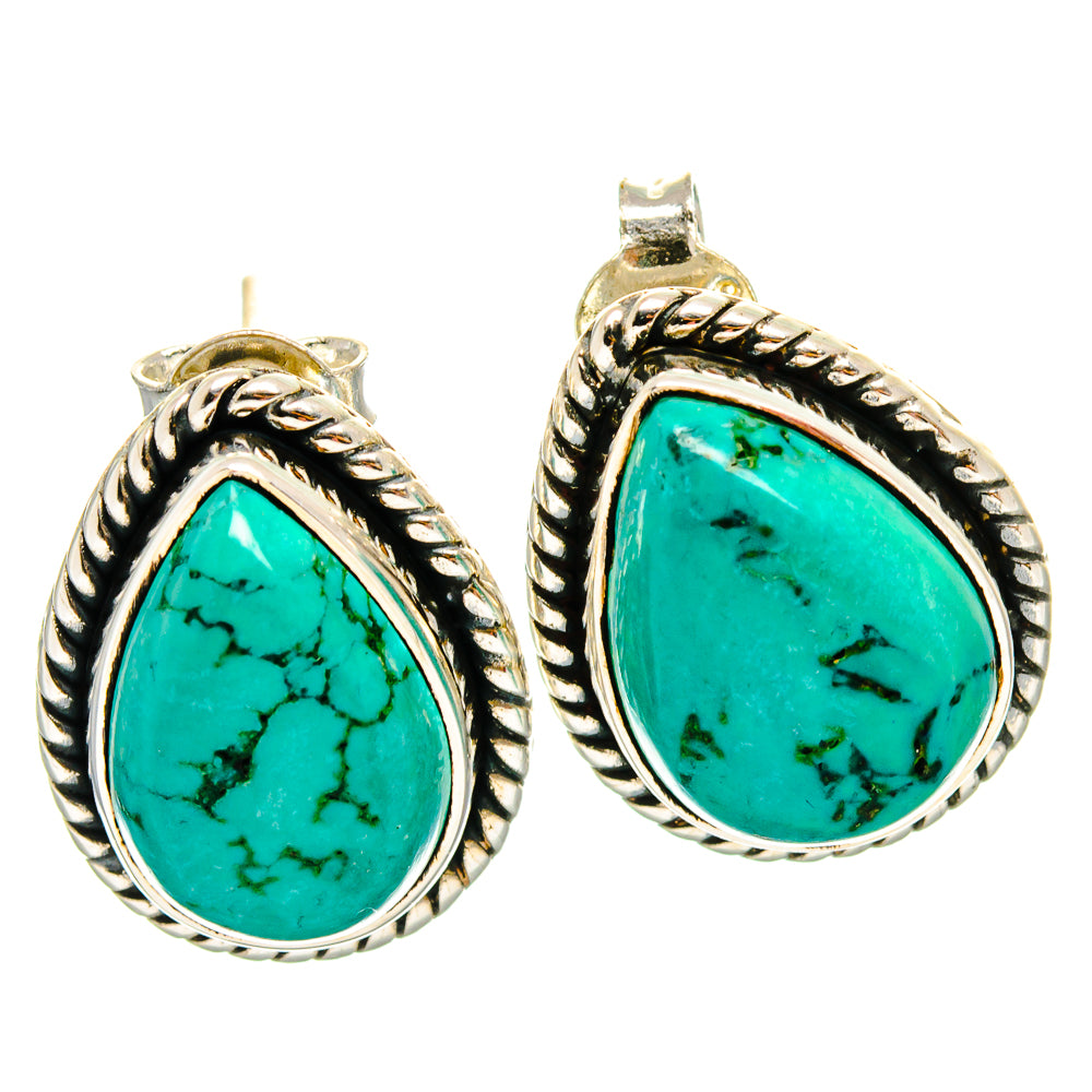 Tibetan Turquoise Earrings handcrafted by Ana Silver Co - EARR425491 - Photo 2