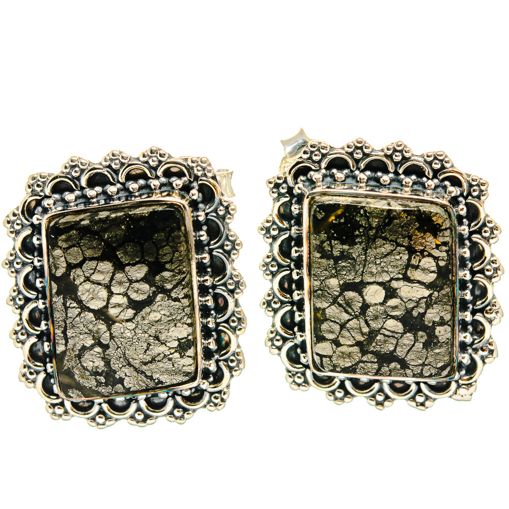 Pyrite Agate Earrings handcrafted by Ana Silver Co - EARR425507 - Photo 2