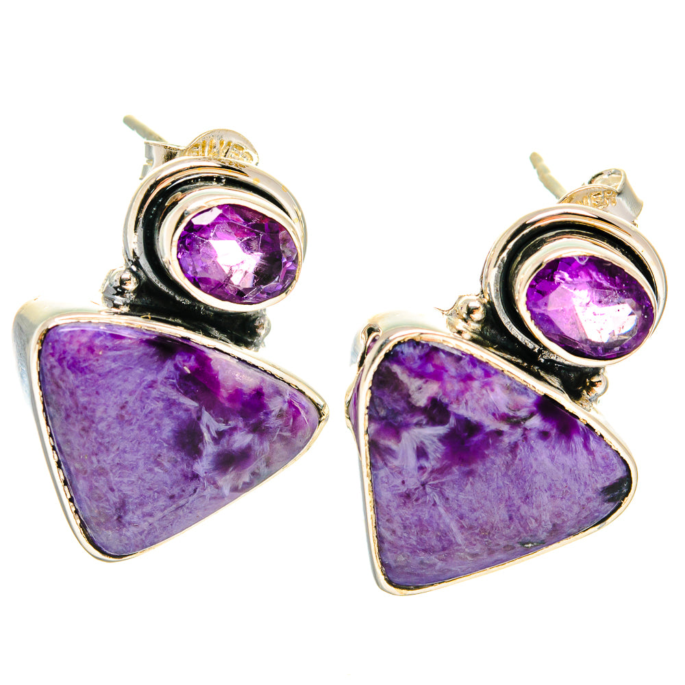 Charoite Earrings handcrafted by Ana Silver Co - EARR425549 - Photo 2