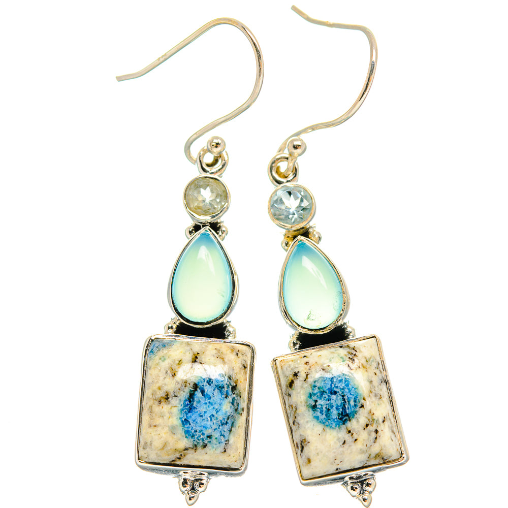 K2 Blue Azurite Earrings handcrafted by Ana Silver Co - EARR425555 - Photo 2