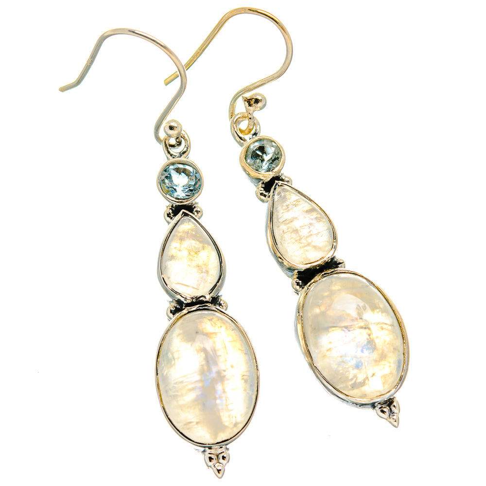Rainbow Moonstone Earrings handcrafted by Ana Silver Co - EARR425569 - Photo 2