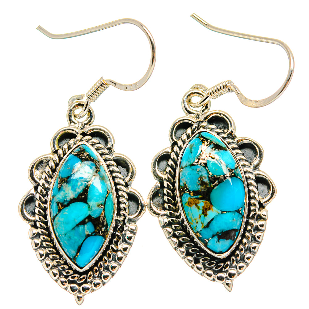 Blue Copper Composite Turquoise Earrings handcrafted by Ana Silver Co - EARR425677 - Photo 2