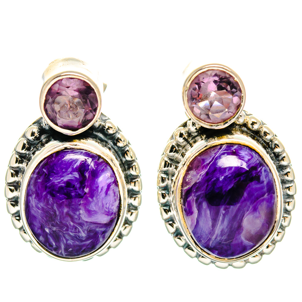 Charoite Earrings handcrafted by Ana Silver Co - EARR425712 - Photo 2