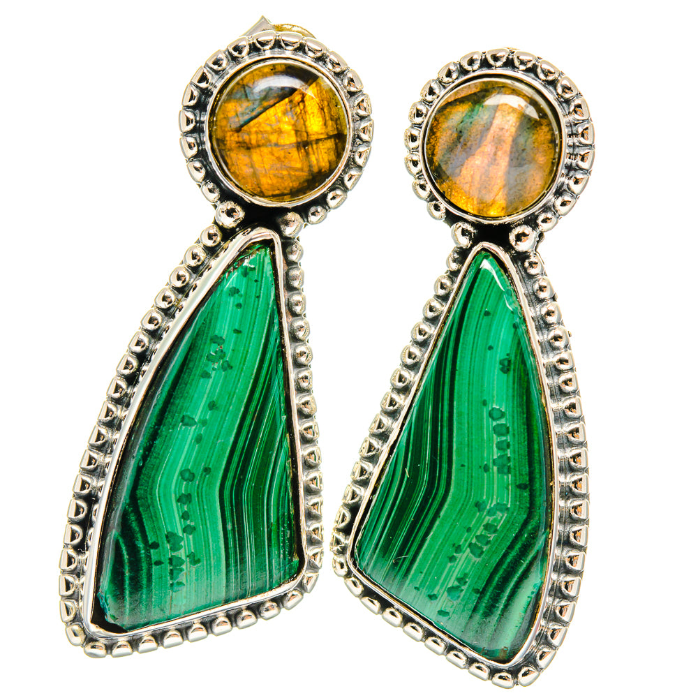 Malachite Earrings handcrafted by Ana Silver Co - EARR425748 - Photo 2